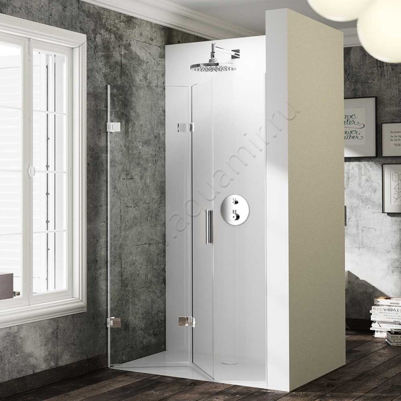 Складная душевая дверь в нишу Huppe Solva pure в серебристом цвете SR4380092321