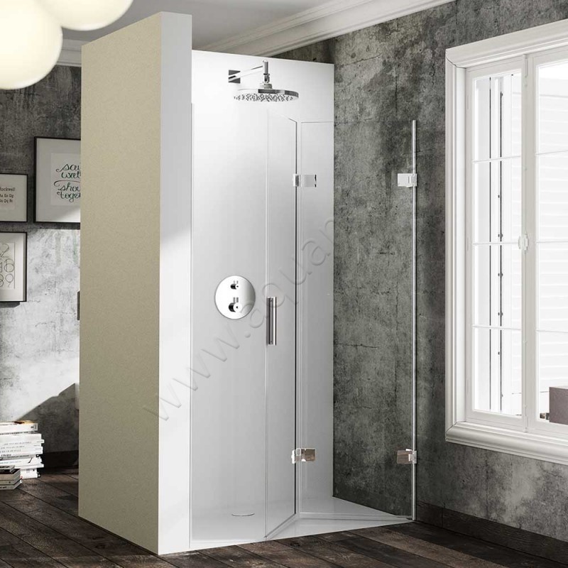 Складная душевая дверь в нишу Huppe Solva pure в серебристом цвете SR4480092322