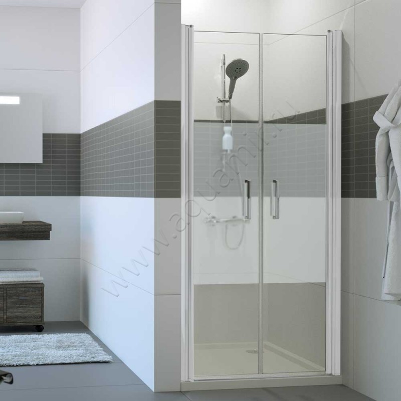 Маятниковая душевая дверь в нишу Huppe Classics 2 в серебристом цвете C23708087373