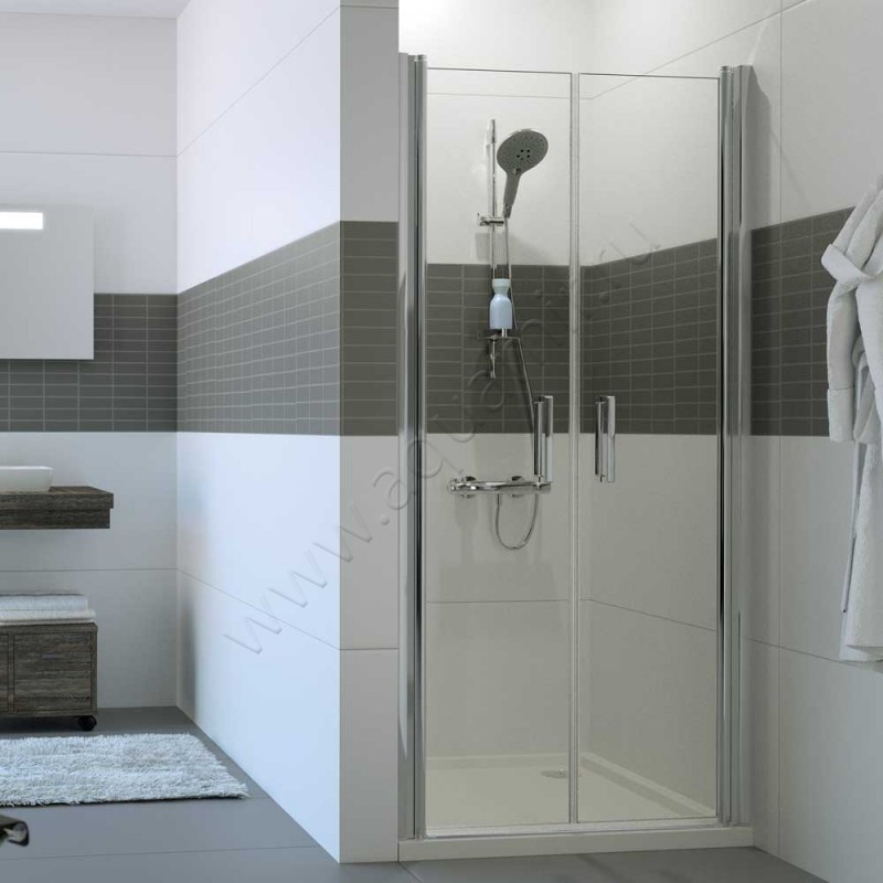 Маятниковая душевая дверь в нишу Huppe Classics 2 в серебристом цвете C23705069321