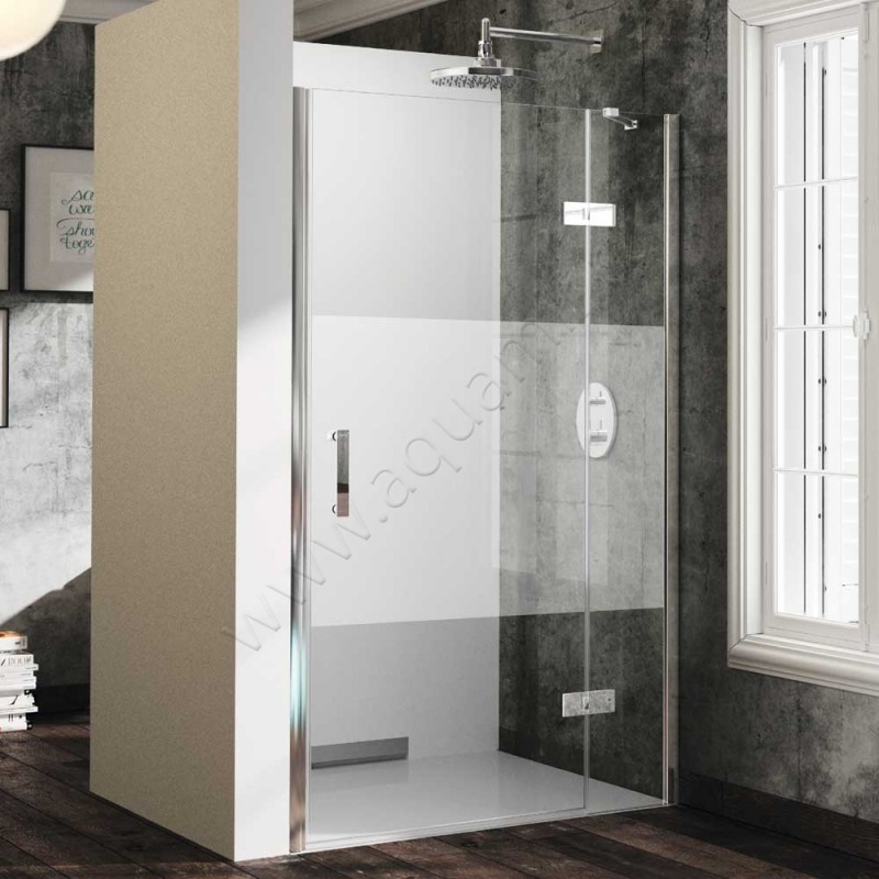 Маятниковая душевая дверь в нишу с фиксированным элементом Huppe Solva pure в серебристом цвете ST0502092373