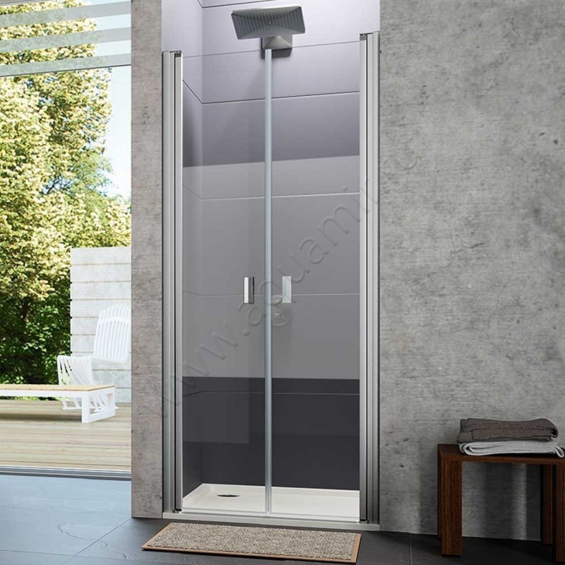 Маятниковая душевая дверь в нишу Huppe Design pure в серебристом цвете 8P1308092375