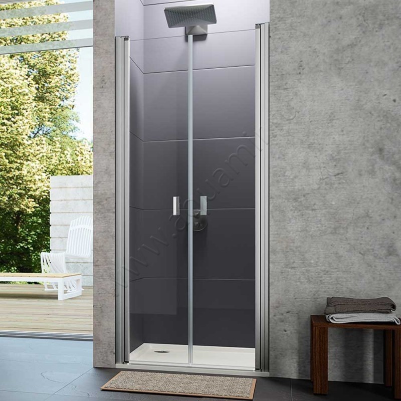 Маятниковая душевая дверь в нишу Huppe Design pure в серебристом цвете 8P1307092321