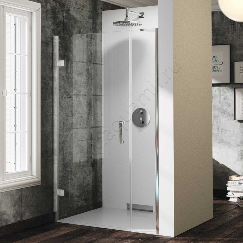 Маятниковая душевая дверь в нишу Huppe Solva pure в серебристом цвете ST2902092321