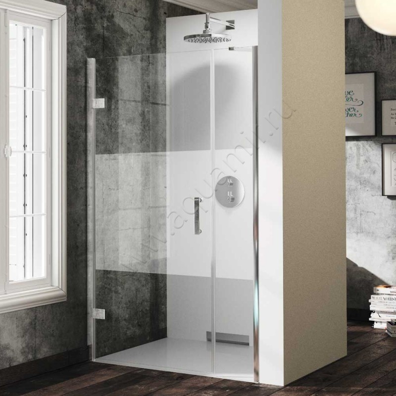 Маятниковая душевая дверь в нишу Huppe Solva pure в серебристом цвете ST2904092373