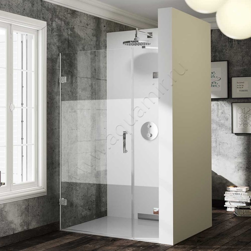 Маятниковая душевая дверь в нишу Huppe Solva pure в серебристом цвете SR2981092373