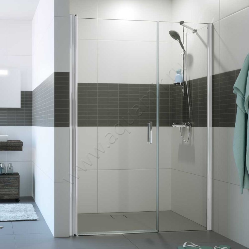 Маятниковая душевая дверь в нишу с фиксированным элементом Huppe Classics 2 в серебристом цвете C24709087321