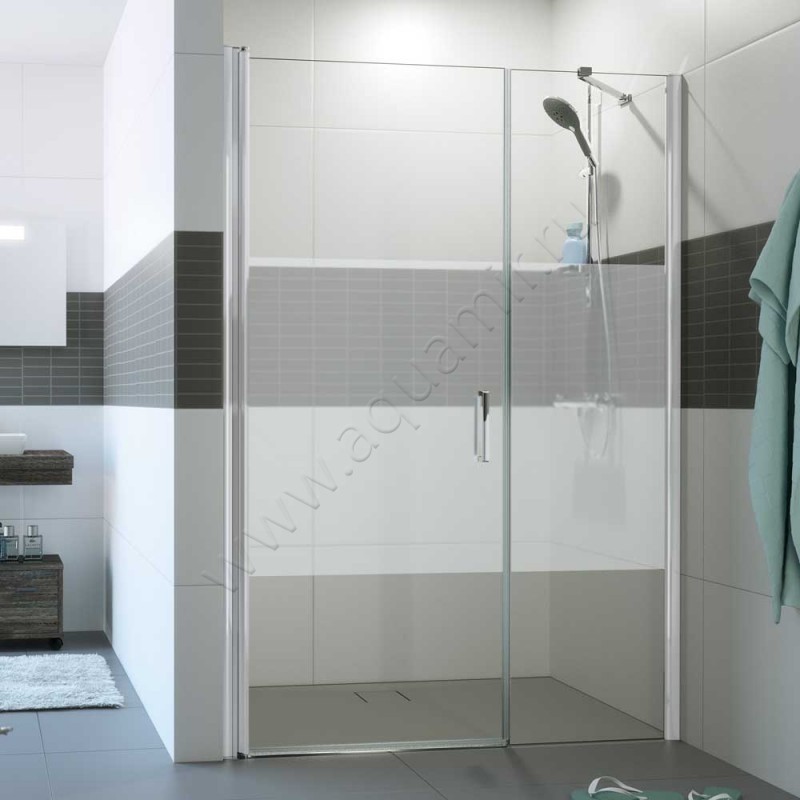 Маятниковая душевая дверь в нишу с фиксированным элементом Huppe Classics 2 в серебристом цвете C24703087373