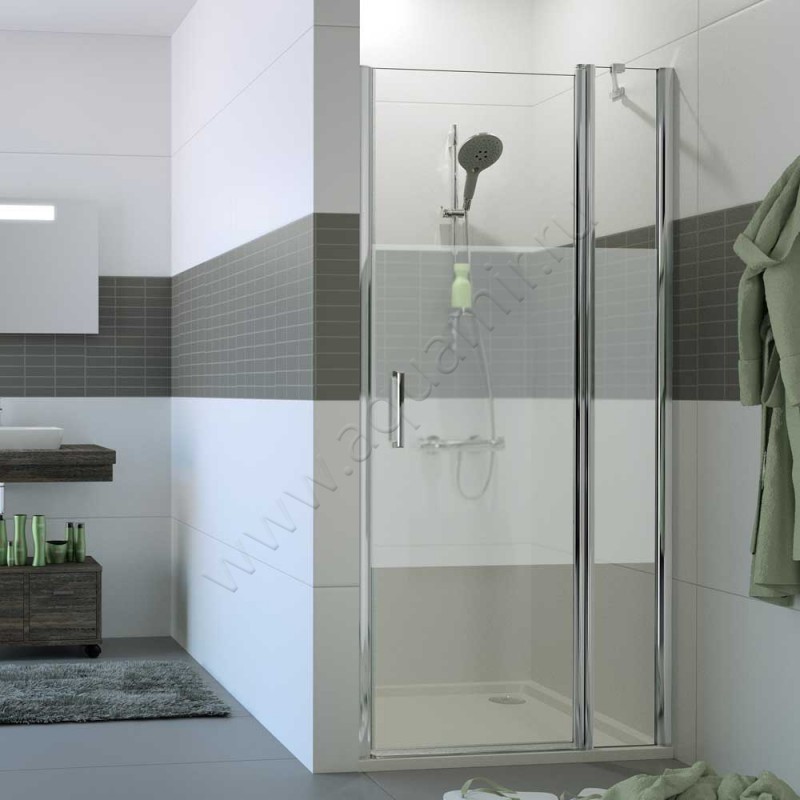 Маятниковая душевая дверь в нишу с фиксированным элементом Huppe Classics 2 в серебристом цвете C23205069373