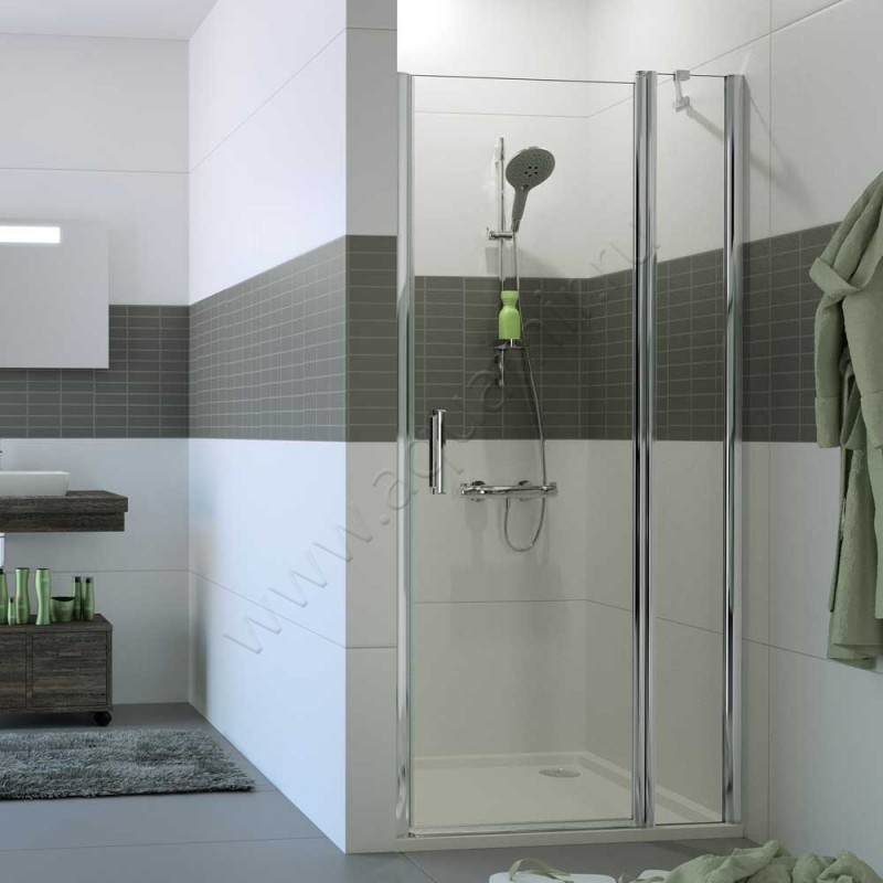 Маятниковая душевая дверь в нишу с фиксированным элементом Huppe Classics 2 в серебристом цвете C23202069322