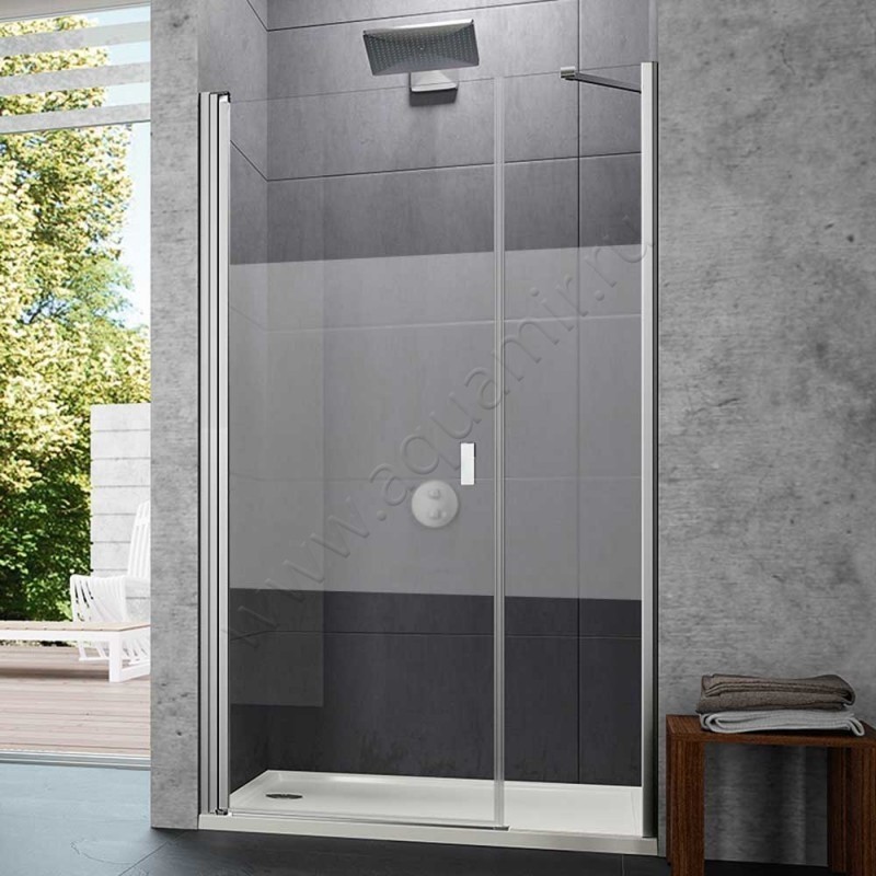 Маятниковая душевая дверь в нишу с фиксированным элементом Huppe Design pure в серебристом цвете 8P7204092373