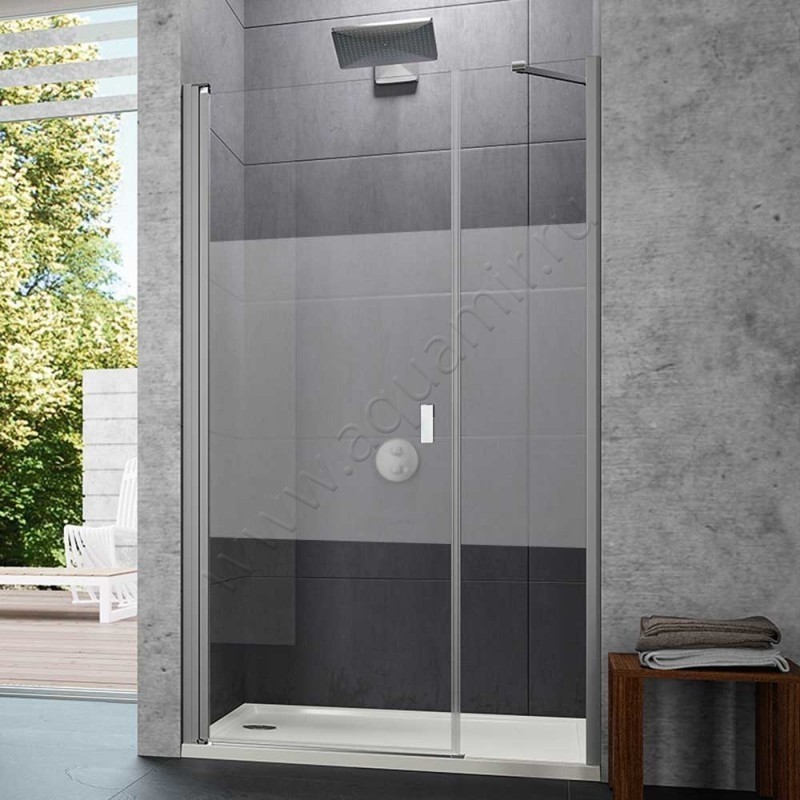 Маятниковая душевая дверь в нишу с фиксированным элементом Huppe Design pure в серебристом цвете 8P7201087373