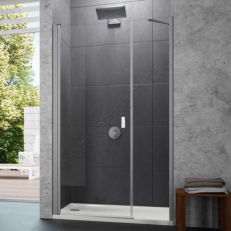 Маятниковая душевая дверь в нишу с фиксированным элементом Huppe Design pure в серебристом цвете 8P7207087321