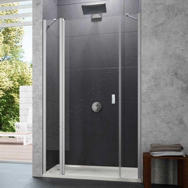 Маятниковая душевая дверь в нишу с фиксированным элементом Huppe Design pure в серебристом цвете 8P7306087321