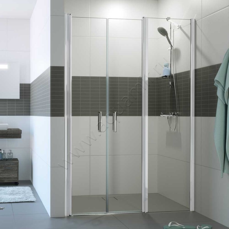 Маятниковая душевая дверь в нишу Huppe Classics 2 в серебристом цвете C24601087321