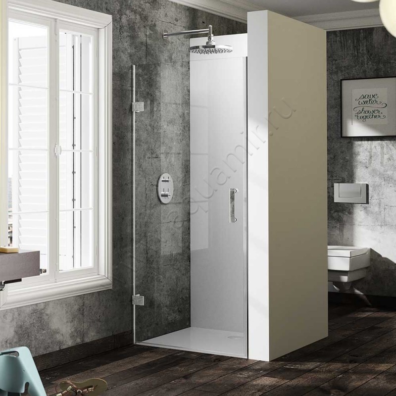 Маятниковая душевая дверь в нишу Huppe Solva pure в серебристом цвете SR2380092322