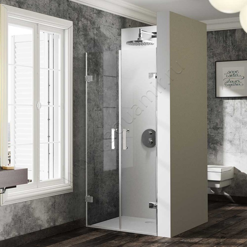 Маятниковая душевая дверь в нишу Huppe Solva pure в серебристом цвете SR3383092321