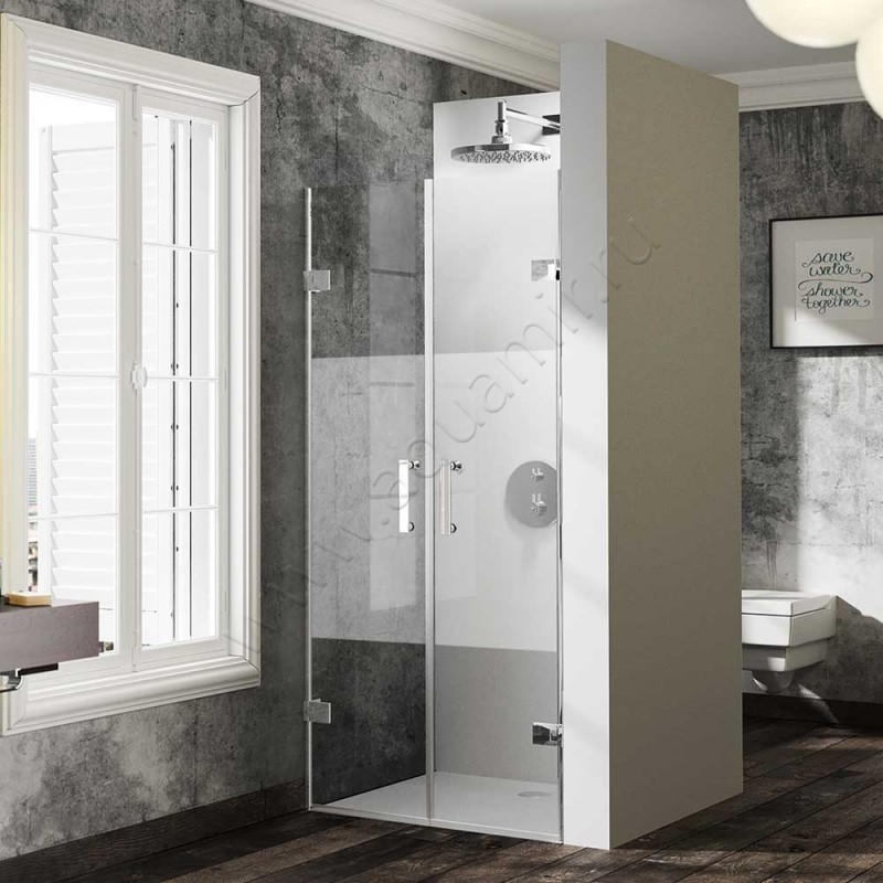 Маятниковая душевая дверь в нишу Huppe Solva pure в серебристом цвете SR3383092375