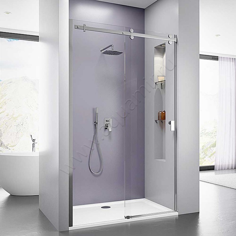 Раздвижная душевая дверь в нишу с фиксированным элементом Hoesch MUNA хром 9228216.101401