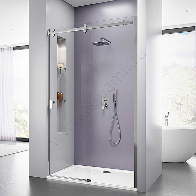 Раздвижная душевая дверь в нишу с фиксированным элементом Hoesch MUNA хром 9228315.101401