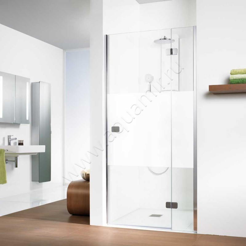 Поворотная душевая дверь в нишу с фиксированным элементом HSK Premium Softcube хром 6801100-41-100#EdRe200