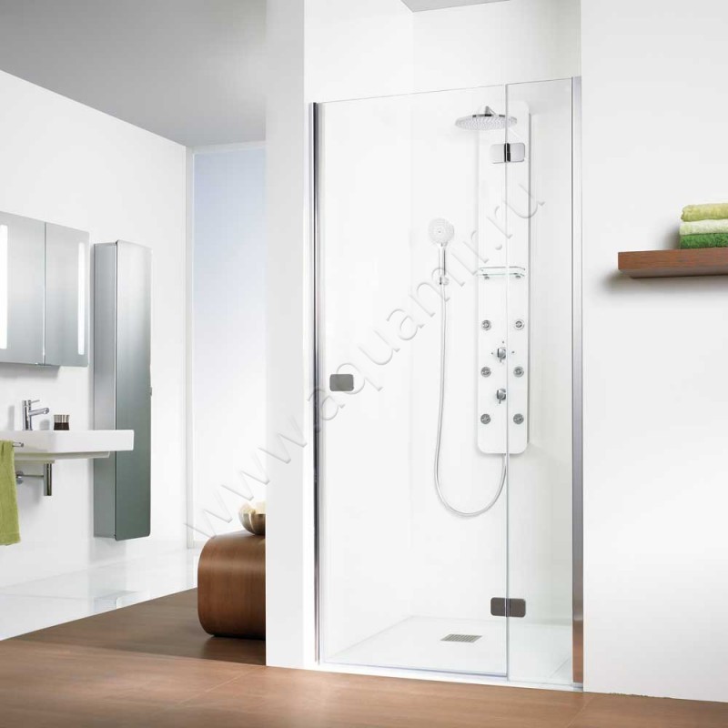 Поворотная душевая дверь в нишу с фиксированным элементом HSK Premium Softcube хром 6801120-41-50#EdRe200