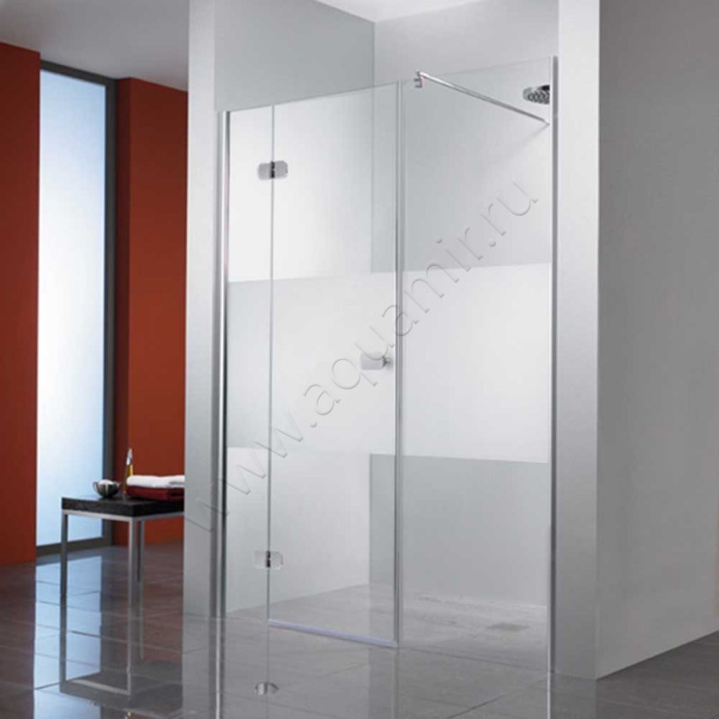 Поворотная душевая дверь в нишу с фиксированным элементом HSK Premium Softcube хром 6803140-41-100#Li200