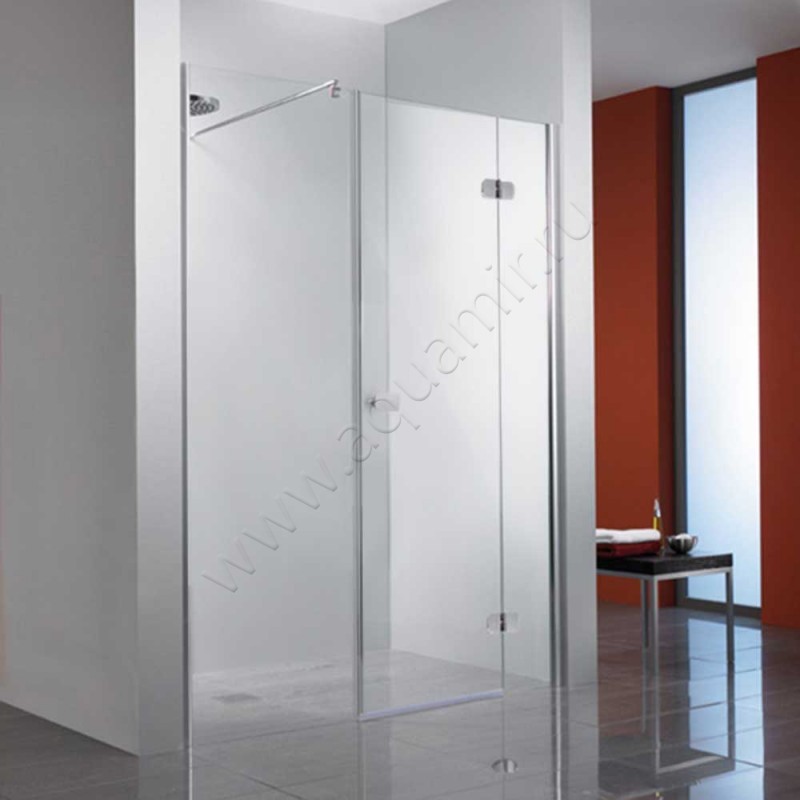 Поворотная душевая дверь в нишу с фиксированным элементом HSK Premium Softcube хром 6803140-41-50#Re200