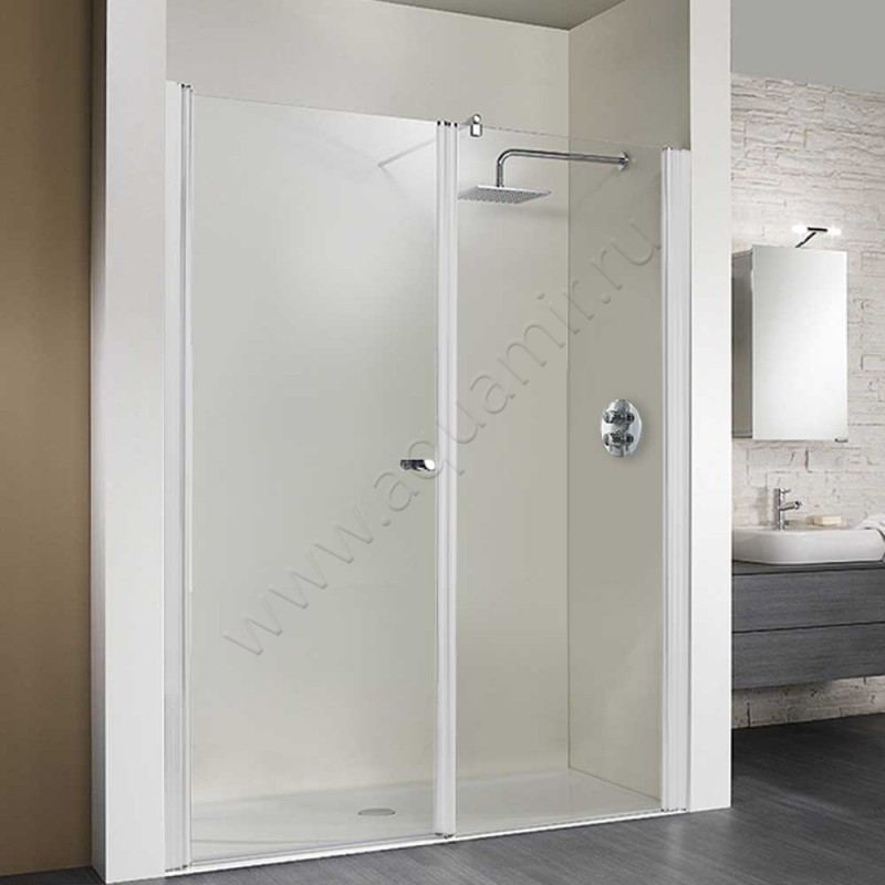 Маятниковая душевая дверь в нишу с фиксированным элементом HSK Exklusiv белая 414120-04-50#Li200