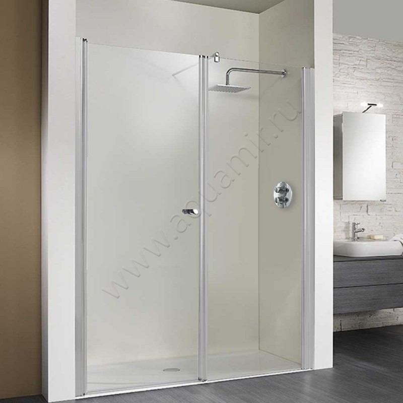 Маятниковая душевая дверь в нишу с фиксированным элементом HSK Exklusiv в серебристом цвете 414160-01-50#Li200