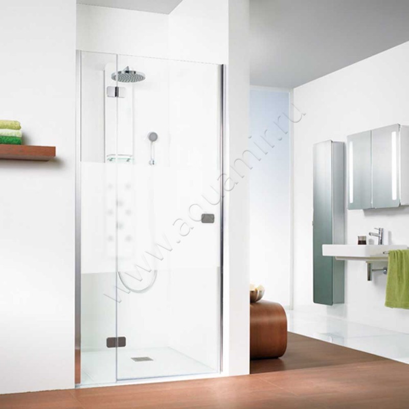 Маятниковая душевая дверь в нишу с фиксированным элементом HSK Premium Softcube хром 68014100-41-100#Li200