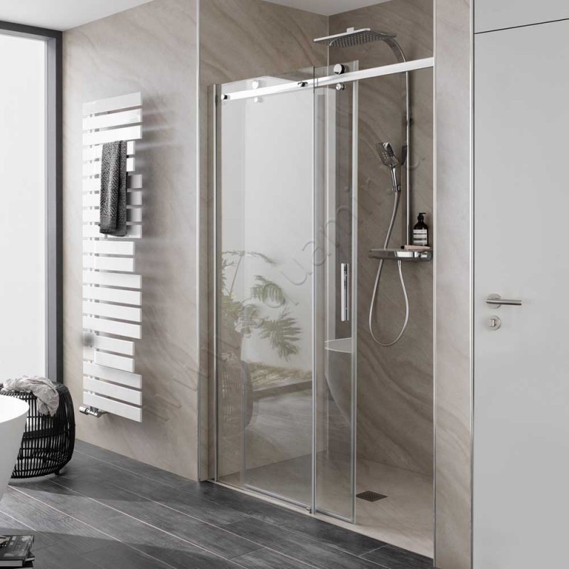 Раздвижная душевая дверь в нишу с фиксированным элементом HSK Premium Softcube хром 6822160-41-50#Li