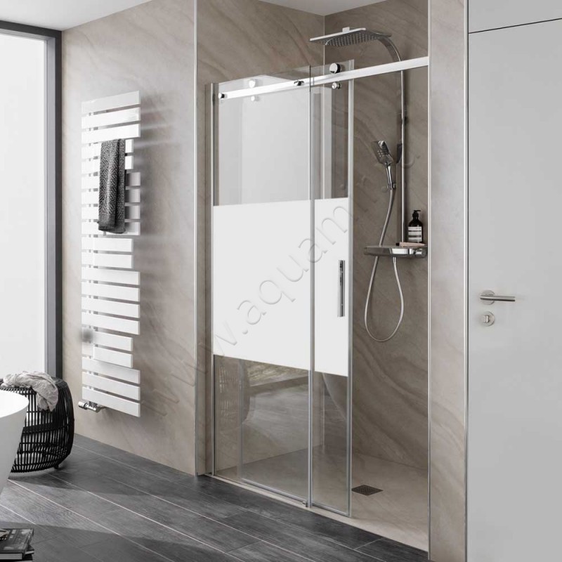 Раздвижная душевая дверь в нишу с фиксированным элементом HSK Premium Softcube хром 6822160-41-100#EdLi