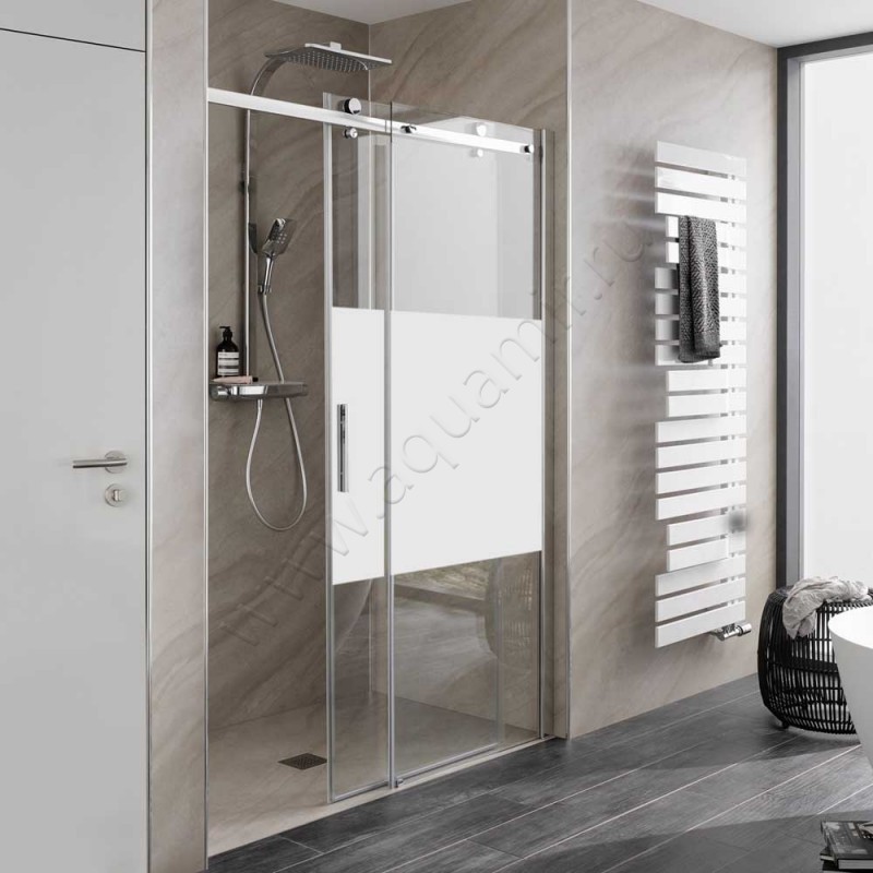 Раздвижная душевая дверь в нишу с фиксированным элементом HSK Premium Softcube хром 6822140-41-100#Re