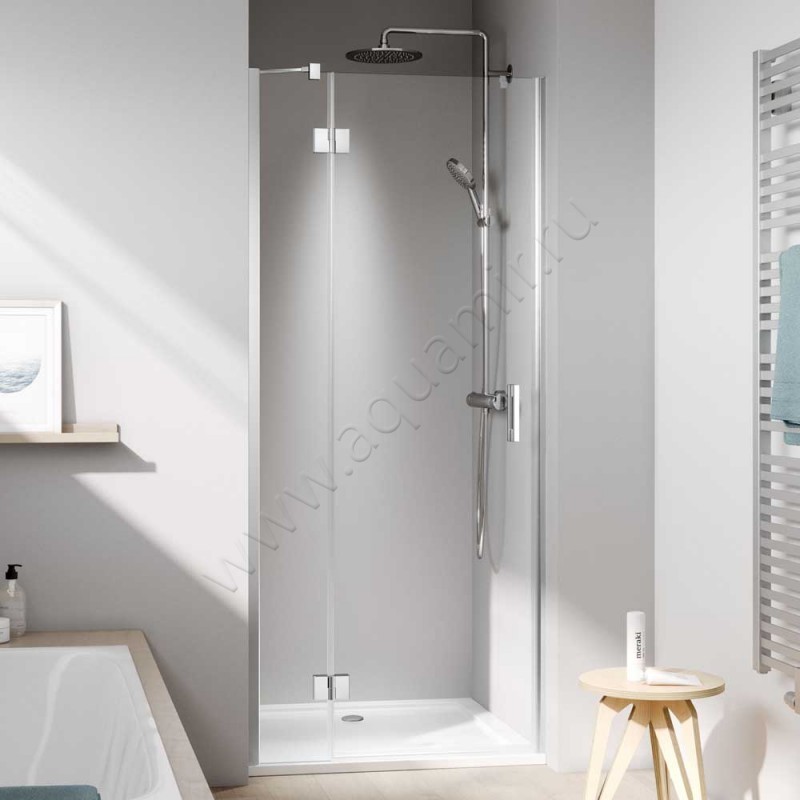 Поворотная душевая дверь в нишу Kermi Liga в серебристом цвете LISFL12020VAK