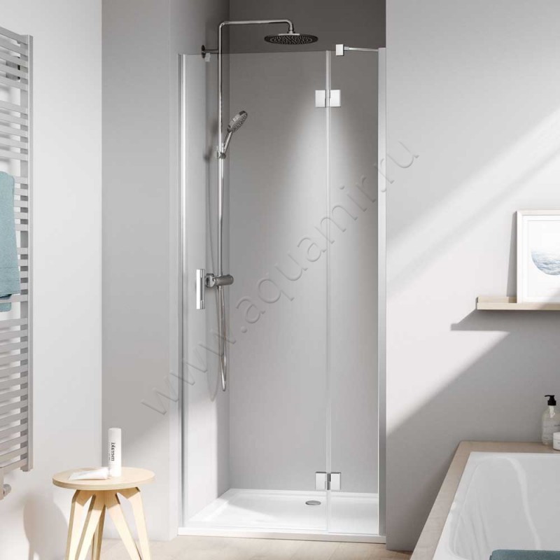 Поворотная душевая дверь в нишу Kermi Liga в серебристом цвете LISFR11020VAK