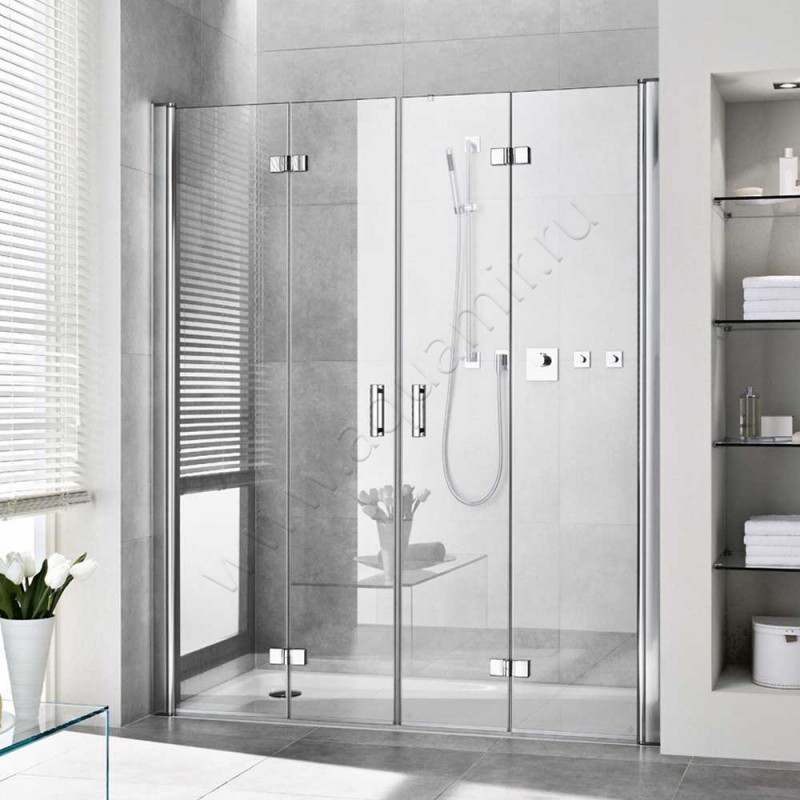 Складная душевая дверь в нишу Kermi Diga в серебристом цвете DI2T412020VAK