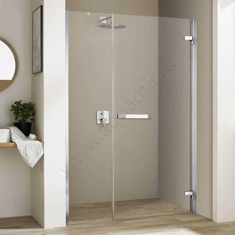 Маятниковая душевая дверь в нишу с фиксированным элементом Kermi Tusca в серебристом цвете TU1OR12020VAK