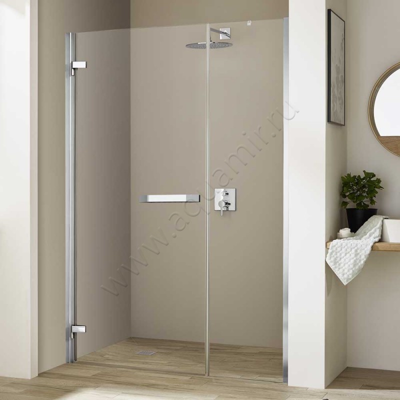 Маятниковая душевая дверь в нишу с фиксированным элементом Kermi Tusca в серебристом цвете TU1OL12020VPK