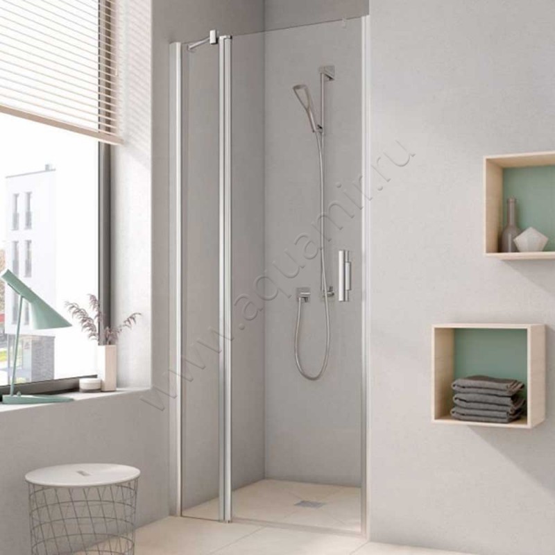 Маятниковая душевая дверь в нишу с фиксированным элементом Kermi Pega в серебристом цвете PE1GL08520VAK
