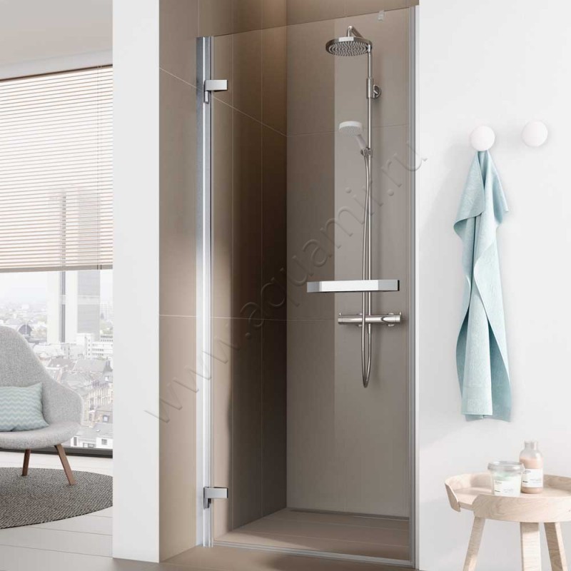 Маятниковая душевая дверь в нишу Kermi Tusca в серебристом цвете TU1TL09020VAK