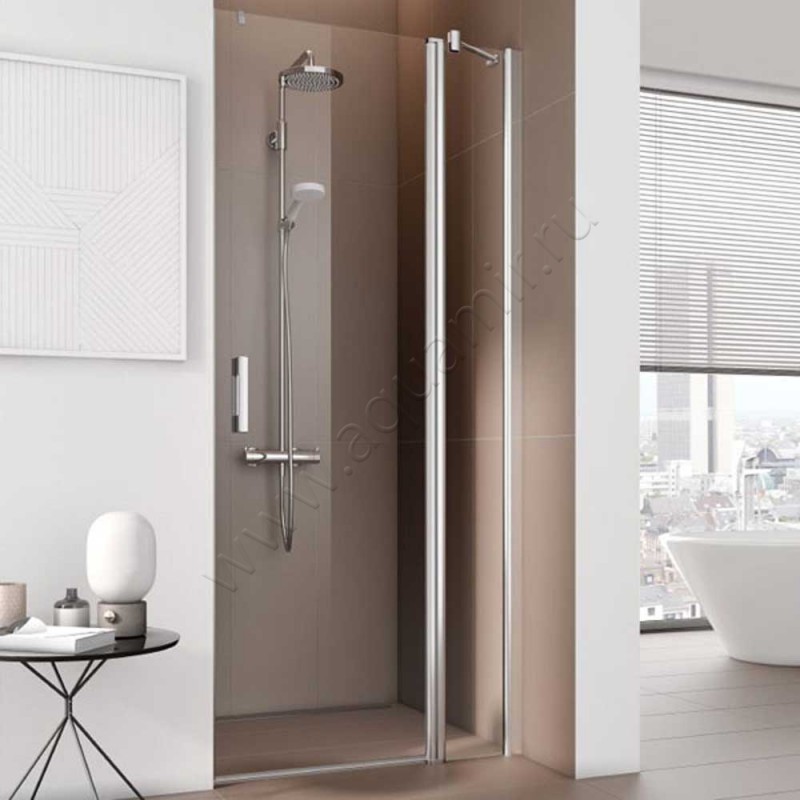 Маятниковая душевая дверь в нишу с фиксированным элементом Kermi Pega в серебристом цвете PE1FR09020VAK