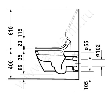 Унитаз подвесной Duravit STARCK 2 2533090000 размеры