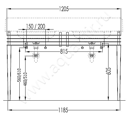 Консоль под раковину Devon & Devon Wide Blues Console DEWIDEBLUESCR размеры