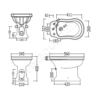 Биде напольное Devon & Devon Blues IBBID(1-3)FBLUES размеры
