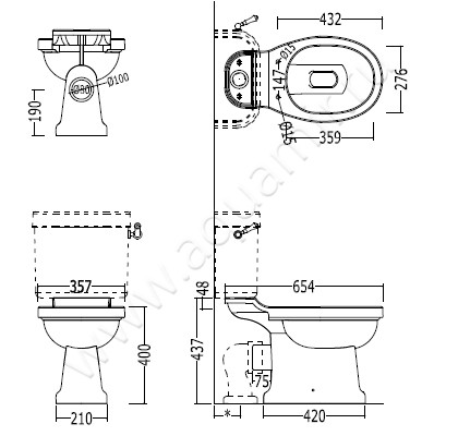 Унитаз напольный Devon & Devon BLUES IBWCBLUES размеры