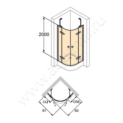 Душевой уголок с поворотными дверями Huppe Enjoy pure 4T1512092321 размеры