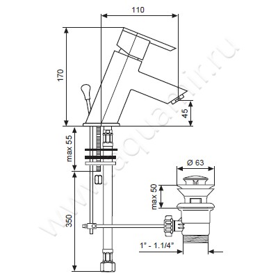 Смеситель для раковины Emmevi Elly CR 41003 размеры