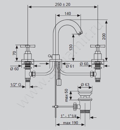 Смеситель для раковины Emmevi Spirit new CR 31033 размеры