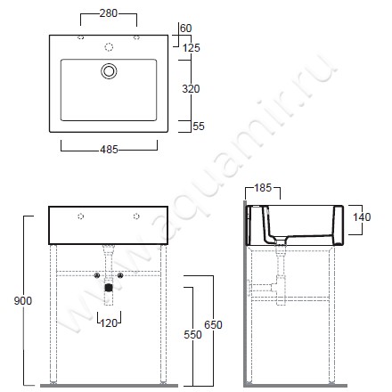 Раковина подвесная Simas Frozen FZ 10 размеры